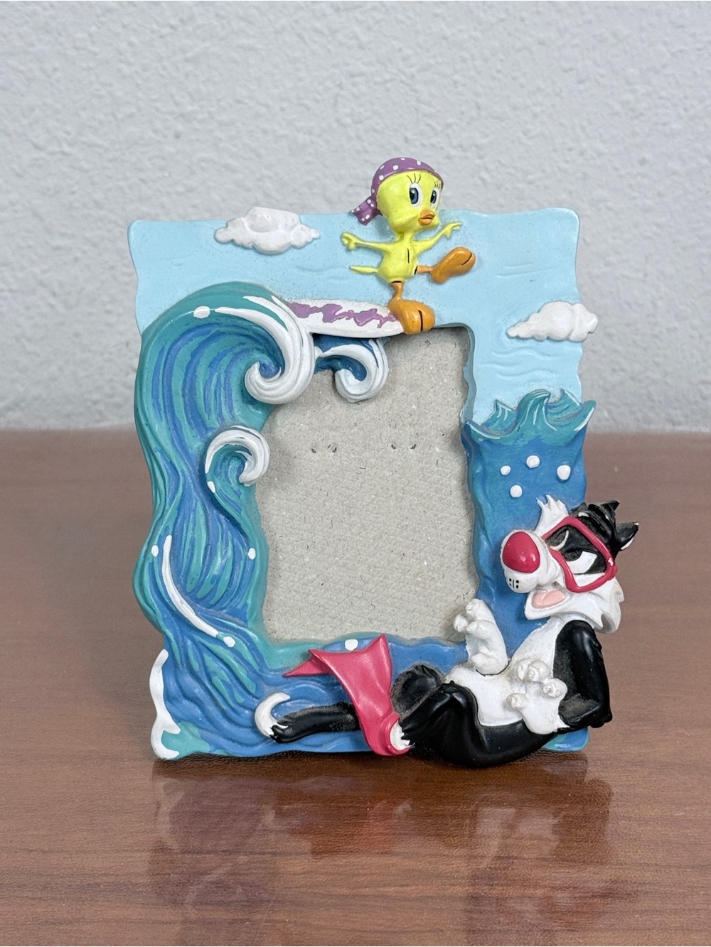 Vintage Warner Bros. Tweety & Sylvester Surfing 90s Resin Frame 2.5x3.5 Photo
